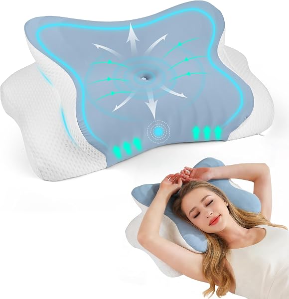 Poduszka pod kark z pianki memory foam, Ergonomiczna poduszka pod kark, ortopedyczna poduszka do spania dla osób śpiących na boku, plecach i brzuchu, poduszka na bóle karku Pillows