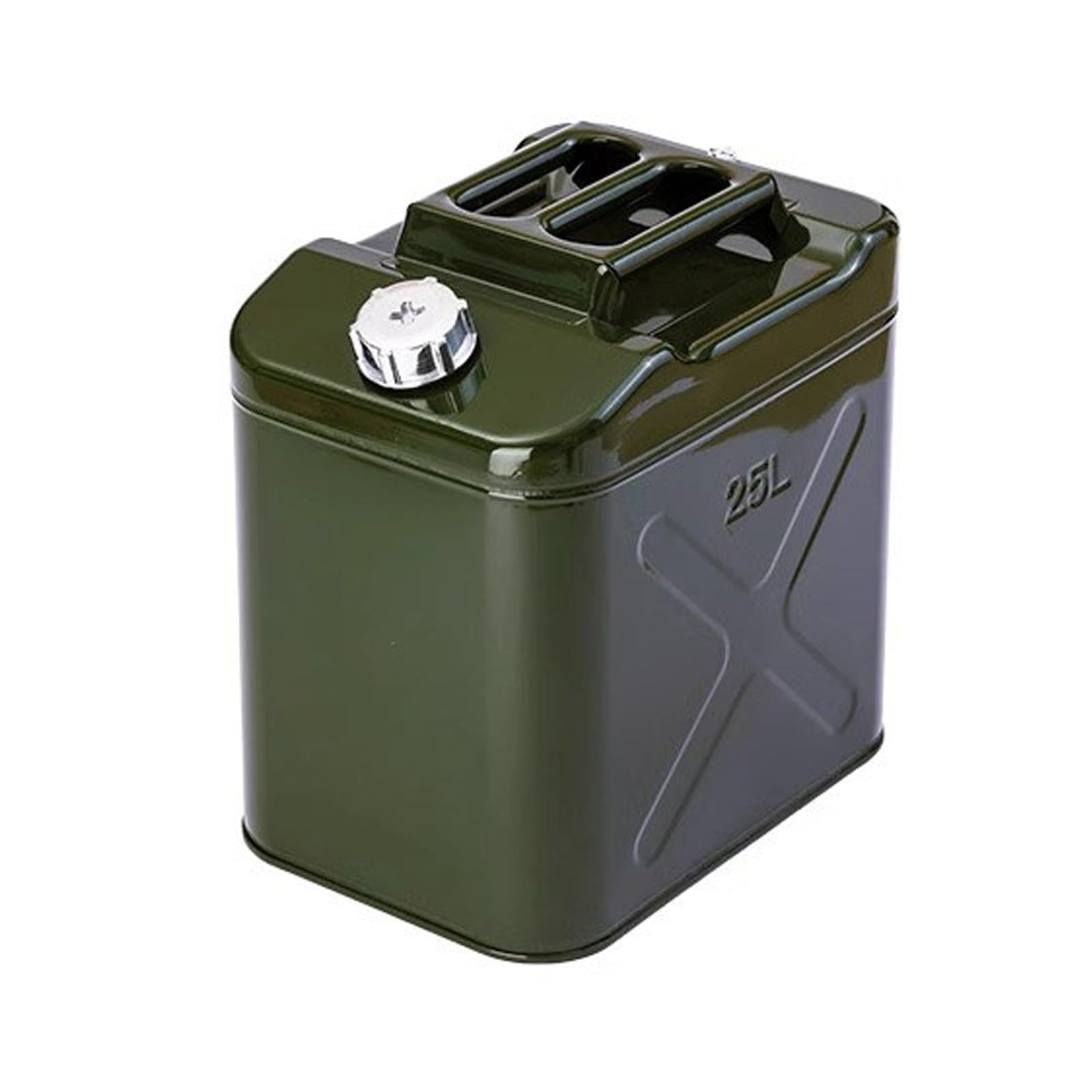 Bidón de Gasolina, Recipiente Metálico para Combustible, Equipado con Tubo de Drenaje de Aceite y Válvula de Liberación de Aire, Portátil, Ideal para Acampar en Coche y Como Reserva de Emergencia(25L)