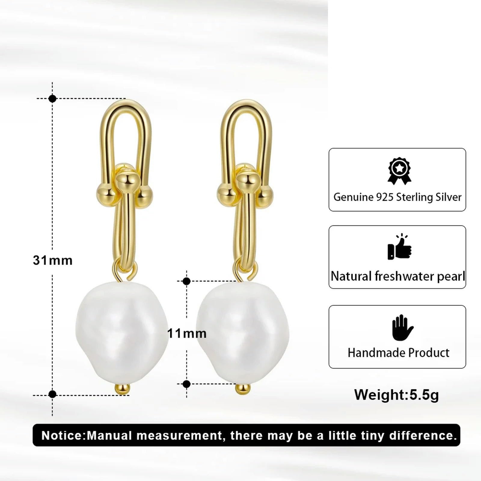 Pendientes Colgantes Vintage De Plata De Ley 925 Con Perla Barroca Natural Seleccionada A Mano Para Mujer.
