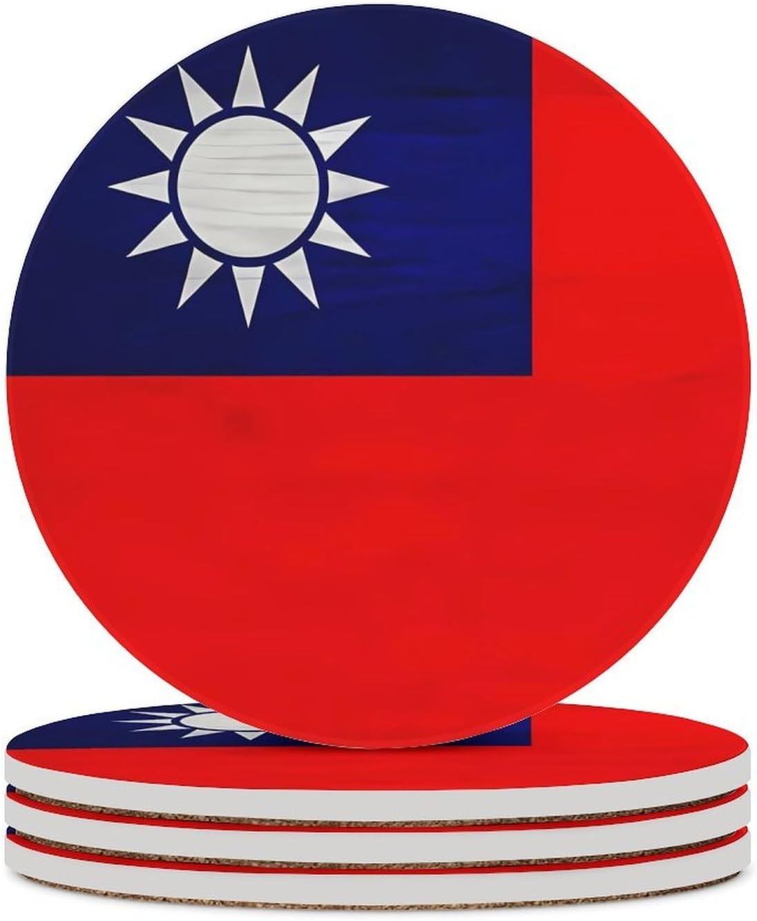 Taiwan Flag Wood Funny Round Ceramic Coasters for Drink Absorbent Cup Holders Tabletop Protection
