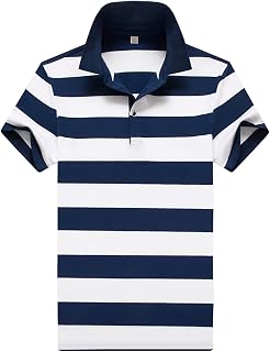 KHIRY Men Golf Polos Color Block Cotton Tactical Shirts Regular Fit Stretch Moisture Wicking Dry Summer Breathable