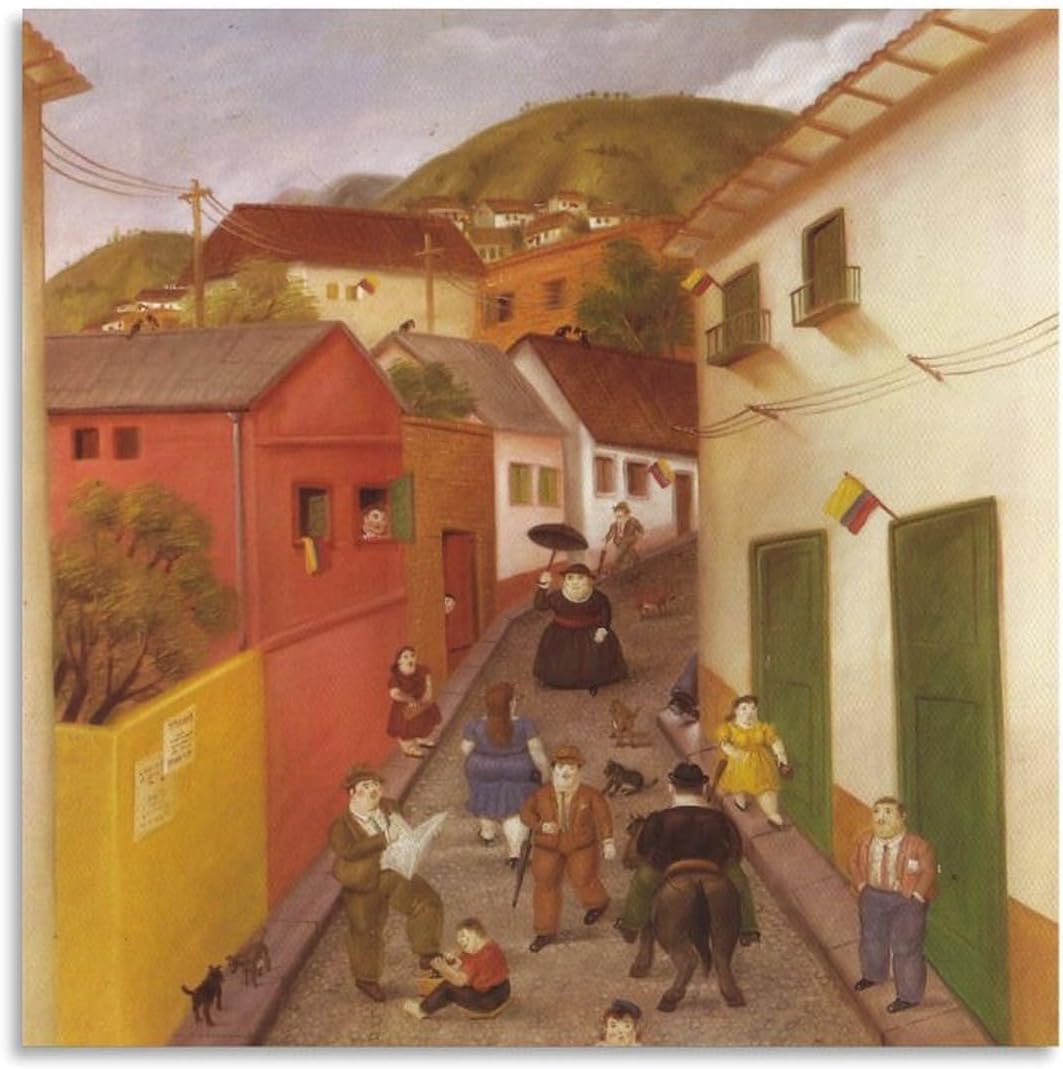 Matvsd Kohecs Fernando Botero Street Canvas Print Wall Art, 40x40cm, Unframed