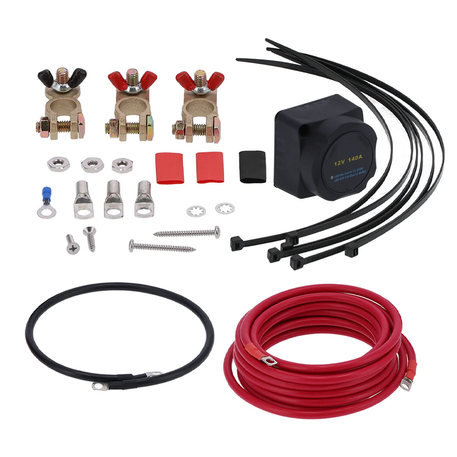 Jeanoko Kit Isolatore Batteria Intelligente Impermeabile con relè di Tensione per Veicoli Fuoristrada per Impieghi Gravosi 12V 140A