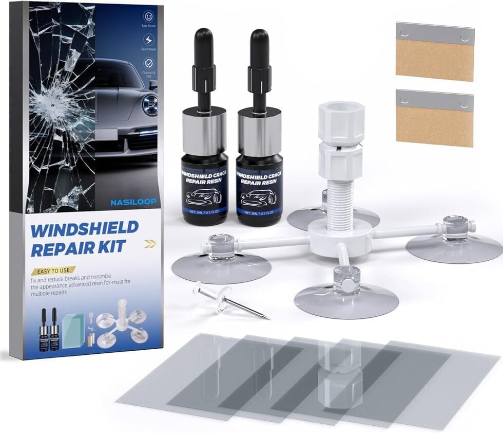 Windshield Repair kit, Quick and Efficiency Glass Repair Fluid, Car Windshield Crack Repair Resin Kit for Fixing Chips, Bulls-Eye, Cracks and Star-Shape Cack,2 Pack