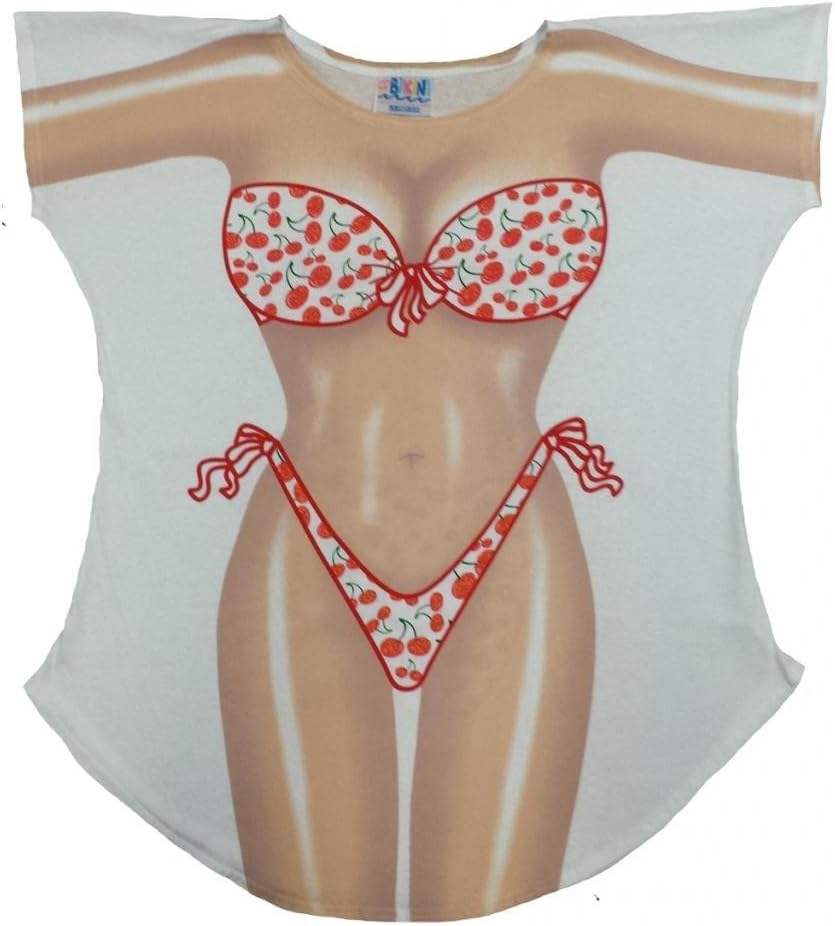 The Original Women's Bikini Shirt - Funny Bikini Print Bathing Suit Cover-up Beach Tshirt Dress for Women Men