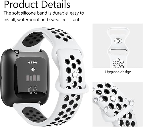 Miniatura 2 de Vancle Correas de silicona compatibles con correas de reloj Fitbit Versa 2, mujeres y hombres, correas de repuesto deportivas suaves y transpirables