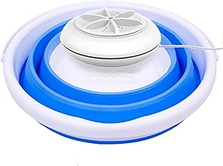Pralka Przenośna pralka turbinowa Środek do czyszczenia prania Usb, pralka turbinowa z teleskopową składaną beczką, pomocnik w podróży (niebieski)