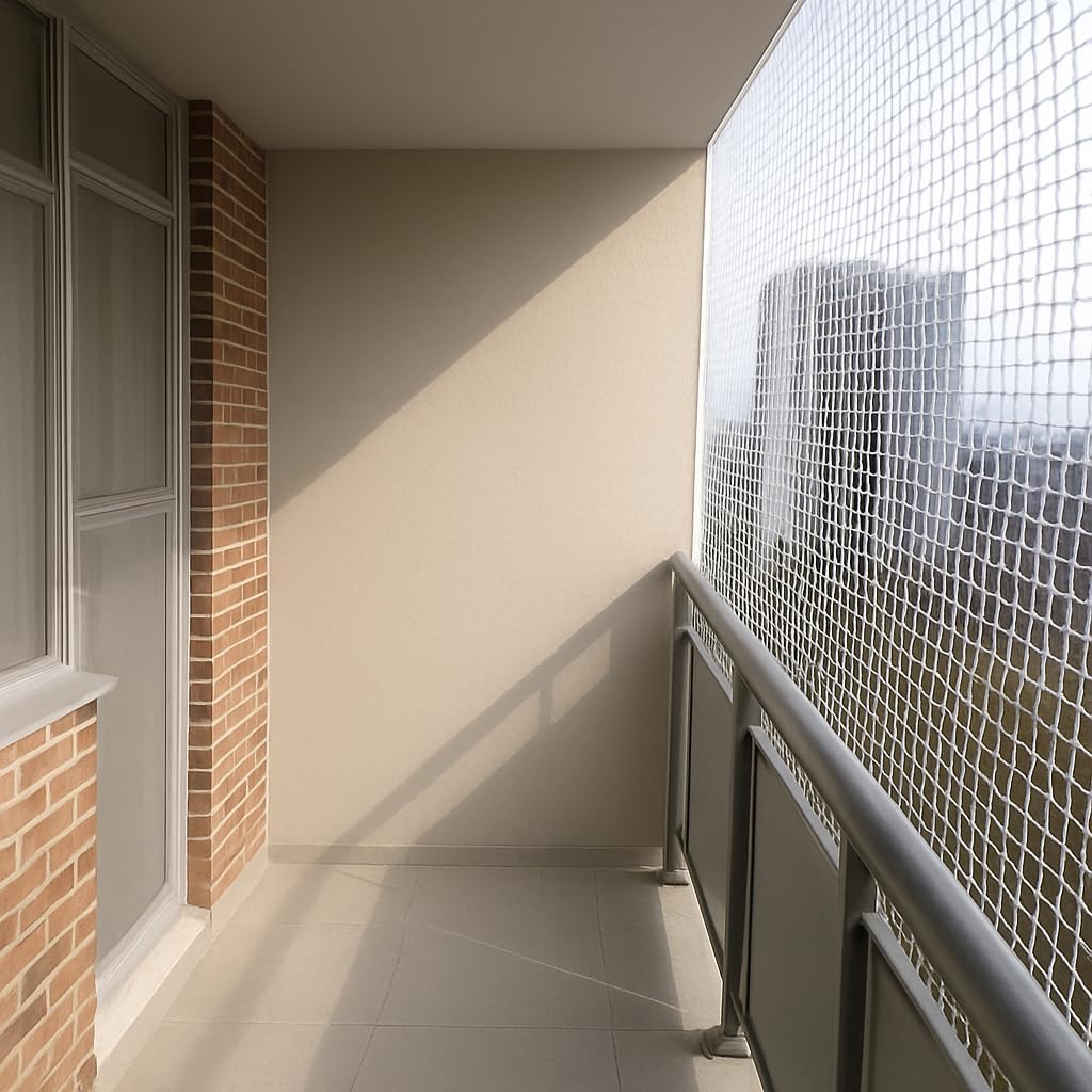 Pigeon Nets for Balconies (2 x 15 Ft – White) Anti Bird Pigeons Control Net, Heavy Duty HDPE Mesh Net for Balconies, Installation Kit Included