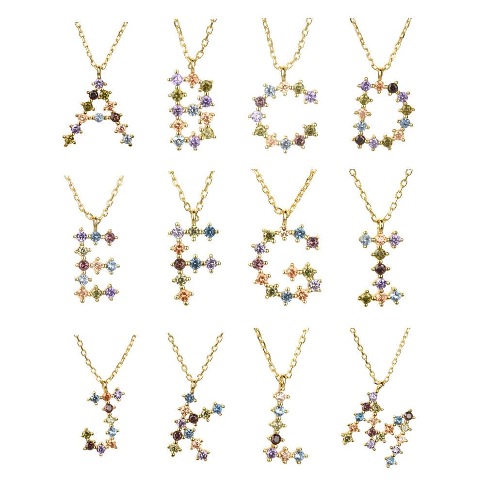 LYGBAOFUL Halskette Sterling Silber Buchstabe Geburtsstein, L Initial Anhänger Bunte Zirkonia Initialen Namenskette Halsband Für Frauen Dame Mädchen Schmuck