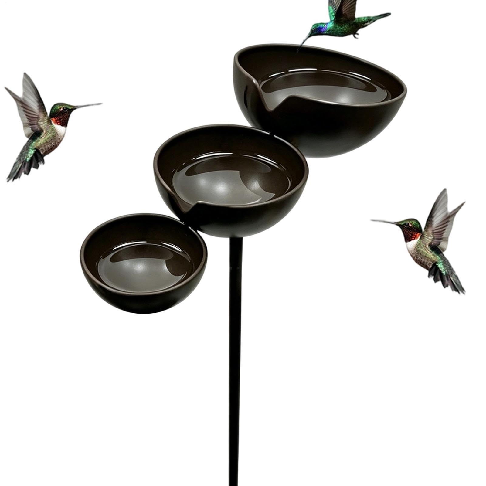 Baño para pájaros en cascada de 3 niveles con fuente decorativa de metal rústico para jardín