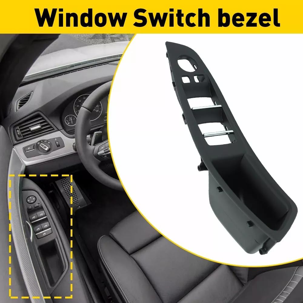 Innentürgriff 1 Set Türverkleidungsknauf schwarz ，Türgriff Innen Kit Ersatz für 5er F10 F11 518d 520d 520i 530d 535i 2009 - 2016 Autozubehör Teil# 51417225873 51417225851