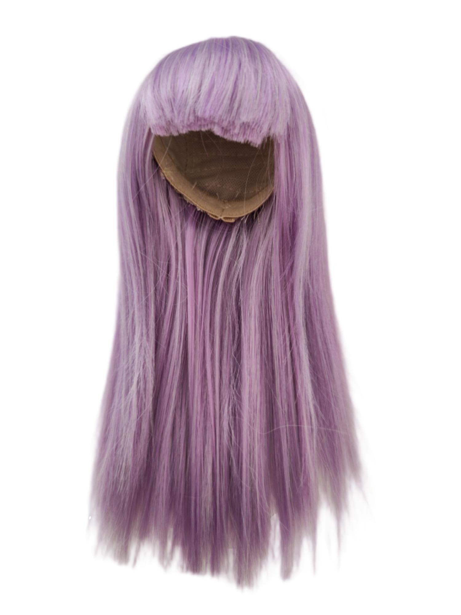 1/6 bjd Doll Wig high Temperature Fiber Straight Bang Long Grey Purple Hair bjd Doll Accessories
