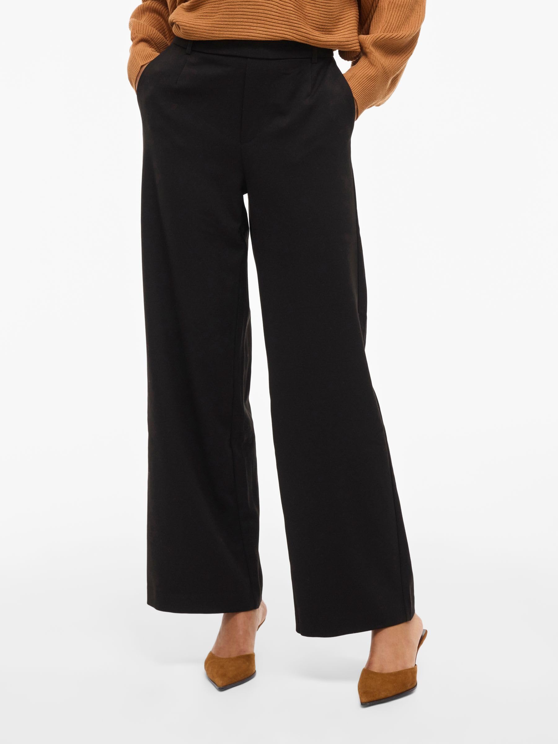 Vila Women's Vivarone Hw Wide Pant-Noos Fabric Trousers