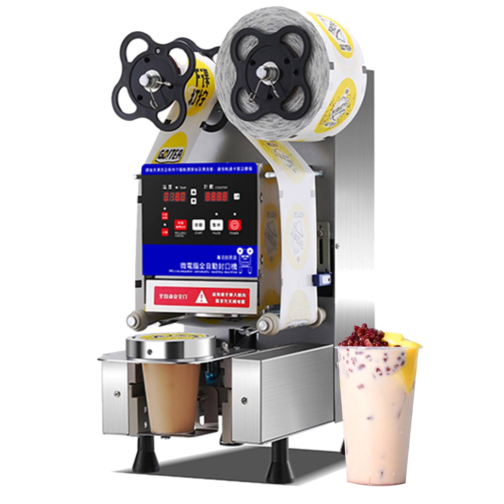 AYCDL 90/95mm Full Automatic Cup Sealer Machine 35.4/37.4in Electric Cup Sealing Machine 550-800 Cups/H Constant