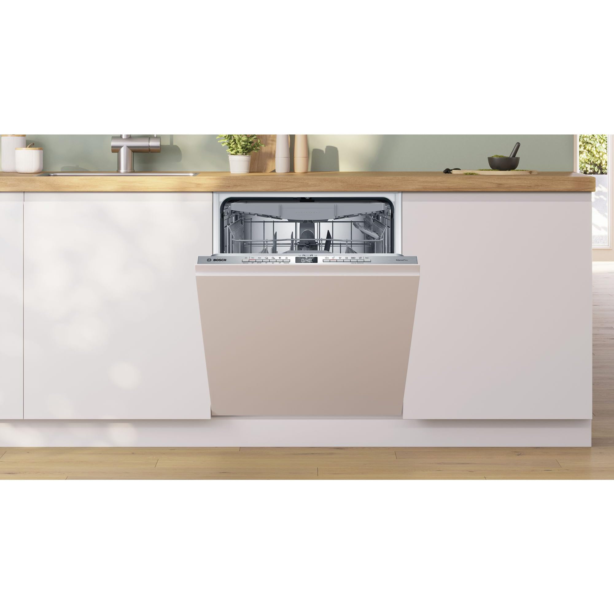 Bosch SMH4ECX28E, serie 4, lavastoviglie intelligente completamente integrata 60 cm, cassetto portaposate, lavastoviglie Made in Germany, cerniera Vario, particolarmente silenziosa, SpeedPerfect+,