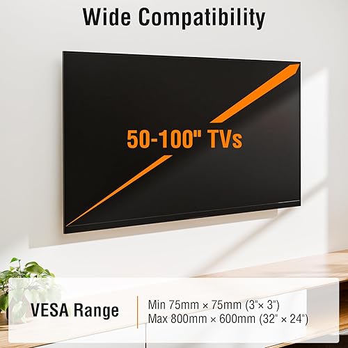 Miniatura 4 de ELIVED Soporte de TV resistente para la mayoría de televisores de 50 a 100 pulgadas de hasta 199 libras y Vesa de 31.496 x 23.622 in, soporte de