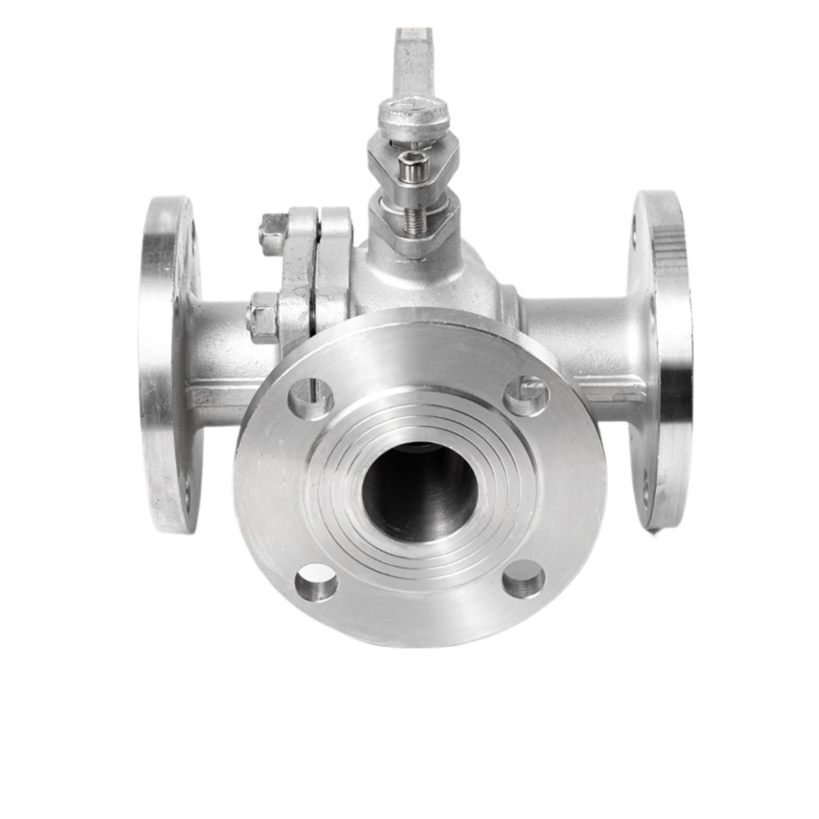 Válvula de Bola con Brida de 3 vías de Acero Inoxidable DN20 25 32 40 100 316 Tipo T Q44F/Q45F válvula reguladora de conmutación de inversión y derivación(DN80)