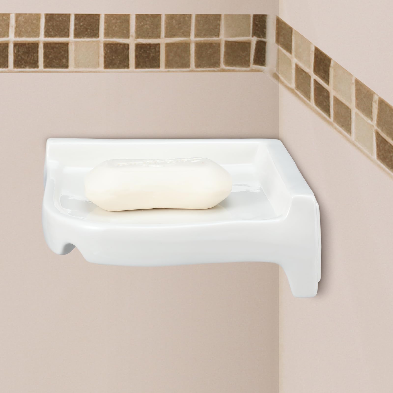 Honeydak 2 jaboneras de esquina de cerámica para ducha, azulejos de pared, soporte de jabón de cerámica blanca de 7 x 7 x 2.5 pulgadas, soporte de pared para el hogar, bañera, baño, fregadero, ducha