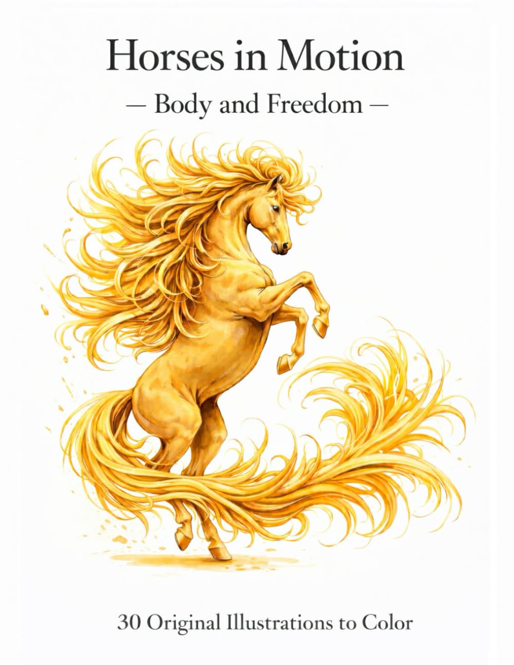 Horses in Motion – Body and Freedom: 30 original illustrations to color
