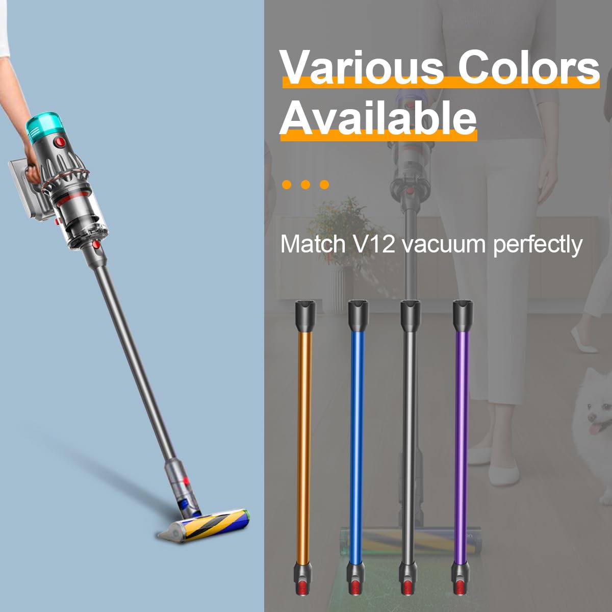 Zapasowa rura ssąca do odkurzacza Dyson V12 Detect Slim & Digital Slim, 74 cm (V12, srebrna)