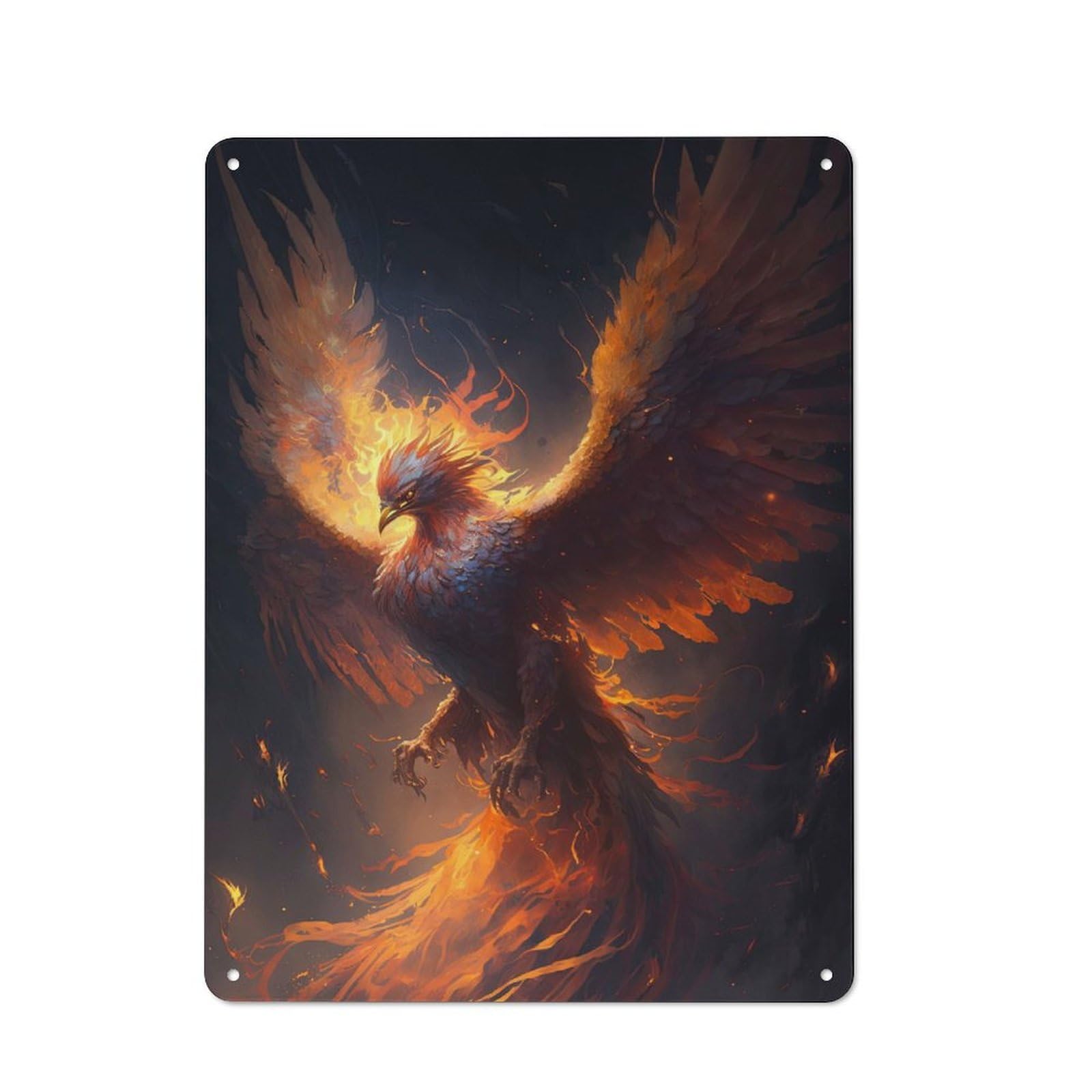 Junmoney Phoenix Bird Urban Metal Wall Decor 40X30cm, Metal Wall Art Sign For Loft, Studio, Office Or Creative Room