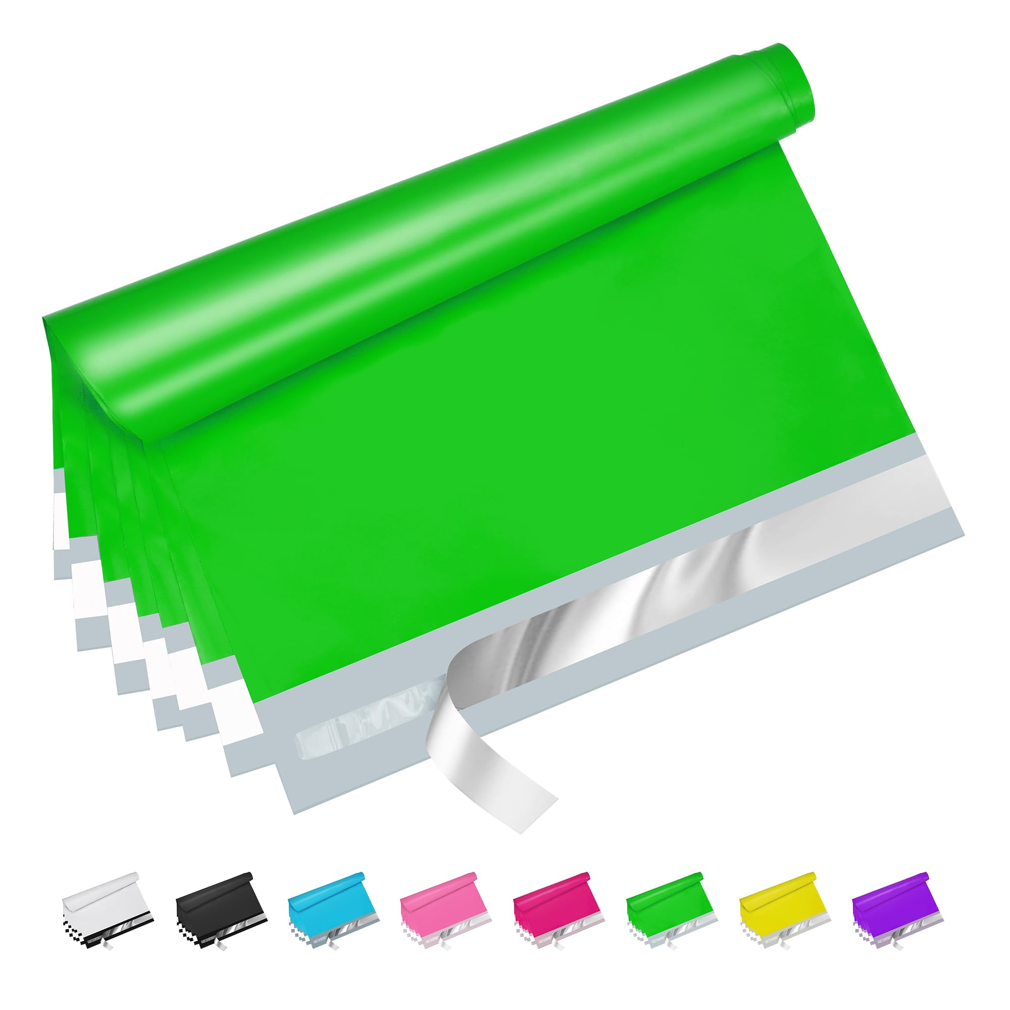 Jowlroel Green Poly Mailers 10x13 Inch 200 Pcs, Strong Adhesive Shipping Bags for Clothing, Self-Sealing and Waterproof Mailing Envelopes, Privacy