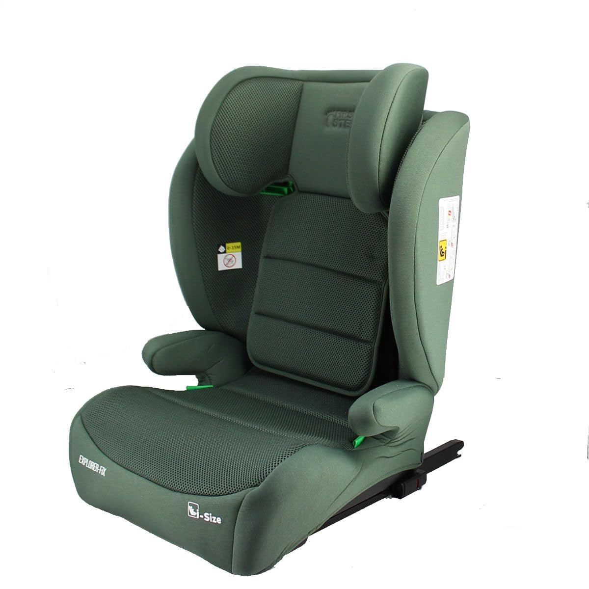 First Step Explorer Fix Silla Coche Niño i-Size (100-150 cm), Grupo 2/3 ISOFIX, Reposacabezas 13 Posiciones, Reclinable, Protección Lateral SPS, De 3,5 a 12 Años, Convertible en Alzador, Verde