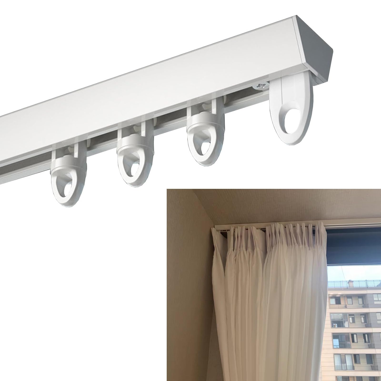 Riel De Cortina De Techo Riel De Cortina Doble Curvado, Barra De Cortina De  Aluminio Para, image size:1600x1600