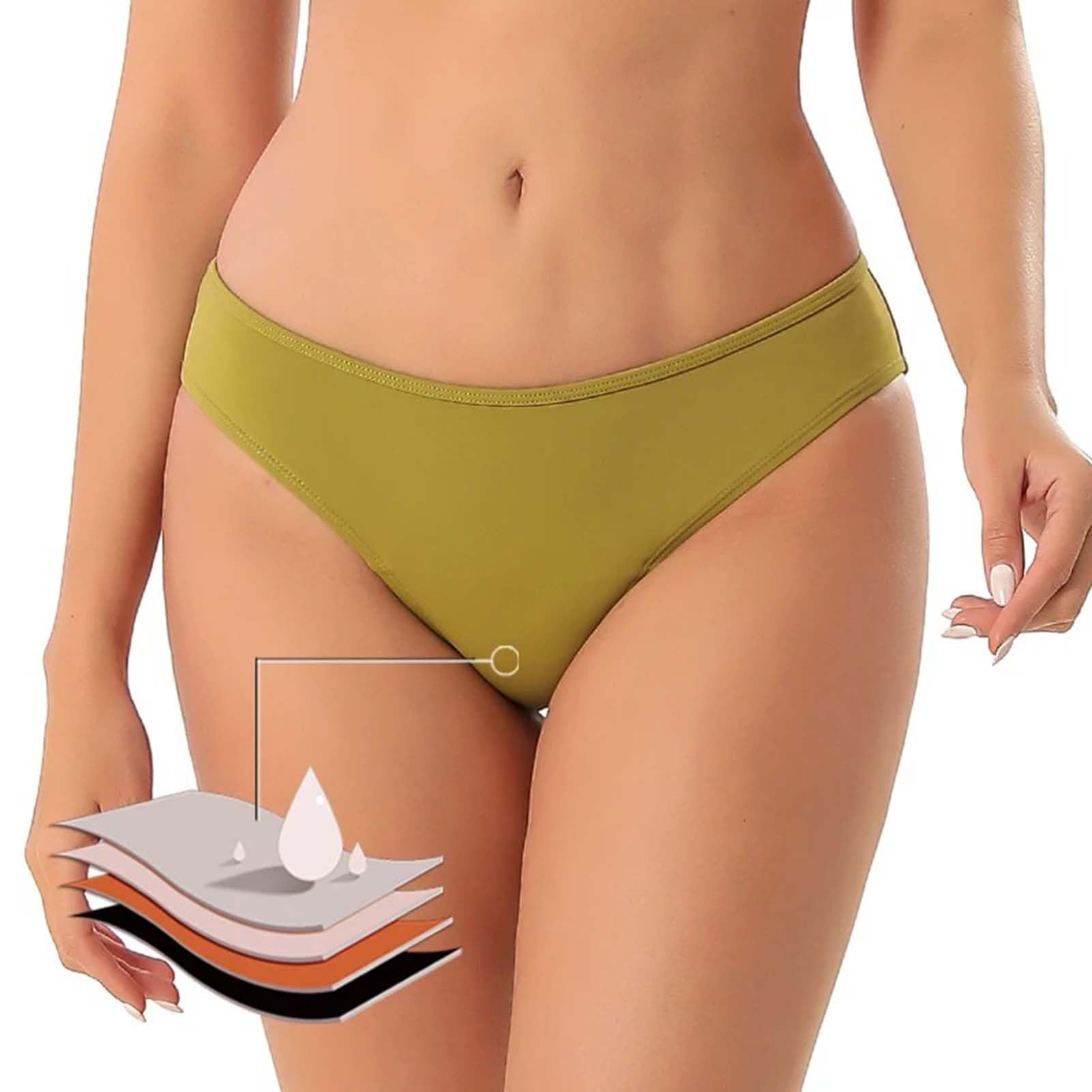 Bragas Menstruales Flujo Abundante,Bragas Postparto Mujer,Periodo Menstrual,Ropa Interior de Algodón Cintura Media,Pack de 4