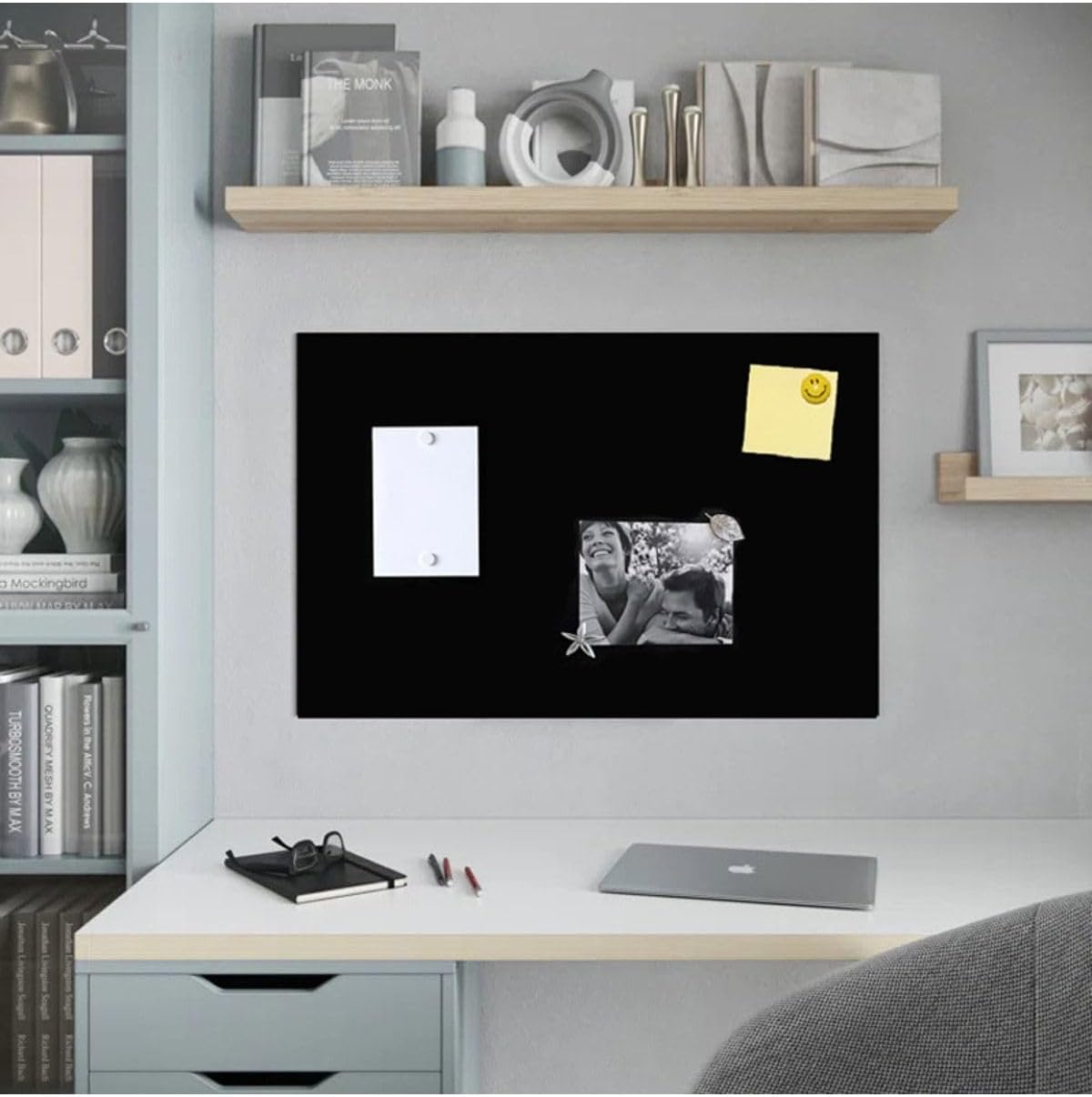 Dünya Magnet Magnet Panosu, Dekoratif Mıknatıslı Pano, Siyah, Metal Pano, 50X70 Cm