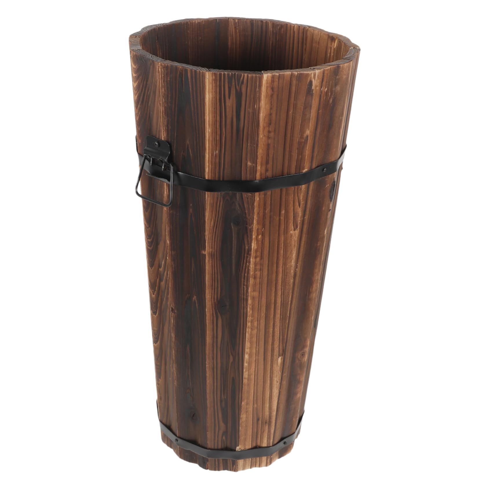 Pot de fleurs rétro en bois carbonisé petit format pour plantes d'intérieur