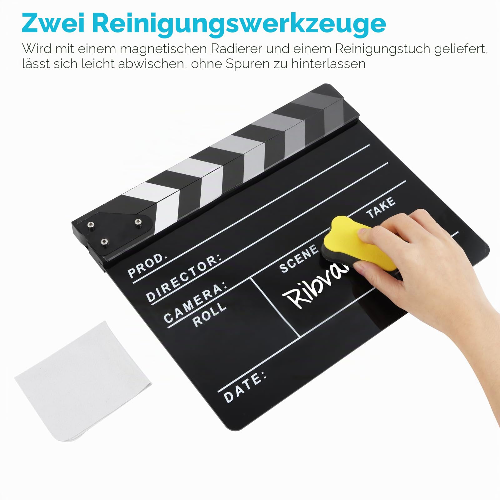 Filmregisseur Schindelplatte, Schiefer Fotografie, Video, TV Cut Action Szene Acryl Klöppel Board Requisiten mit einem magnetischen Tafelradierer, zwei benutzerdefinierten Stiften,