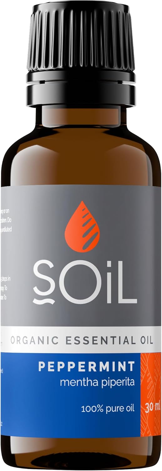SOiL Peppermint Essential Oil for Diffuser - 30ml - Haircare and Skincare - 100% Natural and Pure – Steam Distilled – Refreshing Aroma