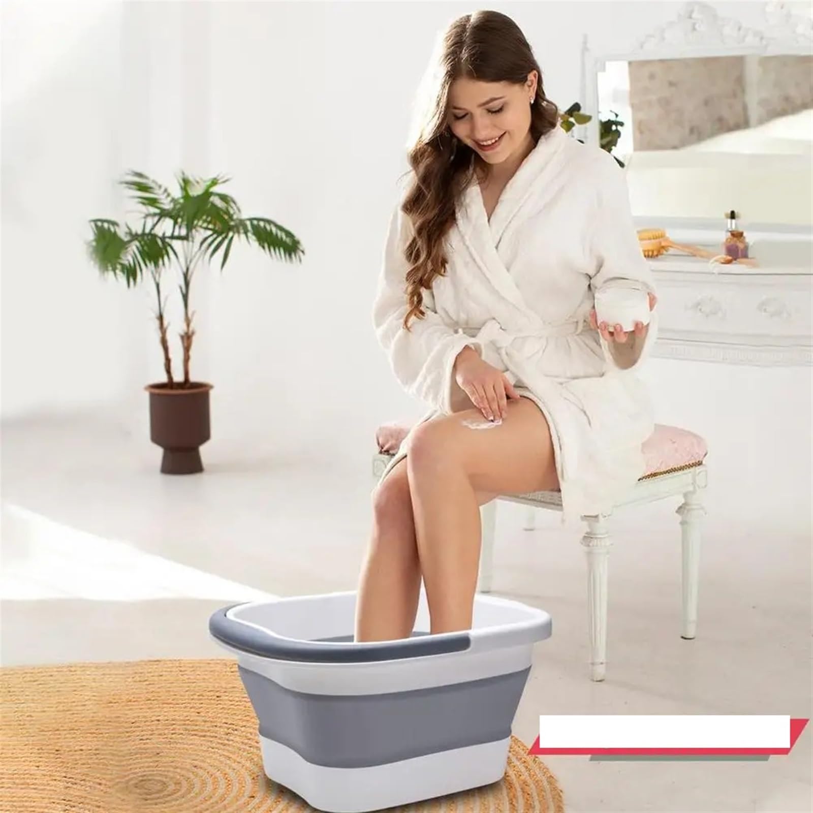 Baño De Pies Plegable Baño de pies plegable, lavabo for baño , Cubo Spa for 15l, portátil gran espacio con mango, bañera for(Gray)