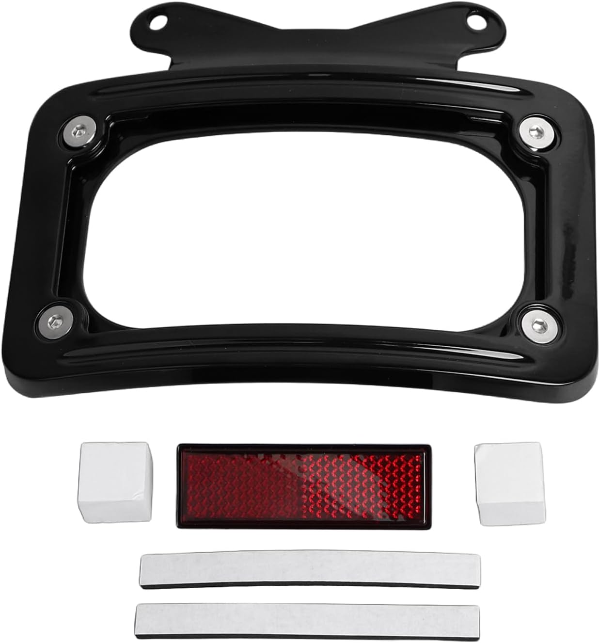 Chrome Curved Laydown License Plate Frame Bracket for Harley Street Glide Road Glide Road King FLHX FLHXS FLHXSE FLTRX FLTRXS 2010-2023 and FLHXSE 2010-2012