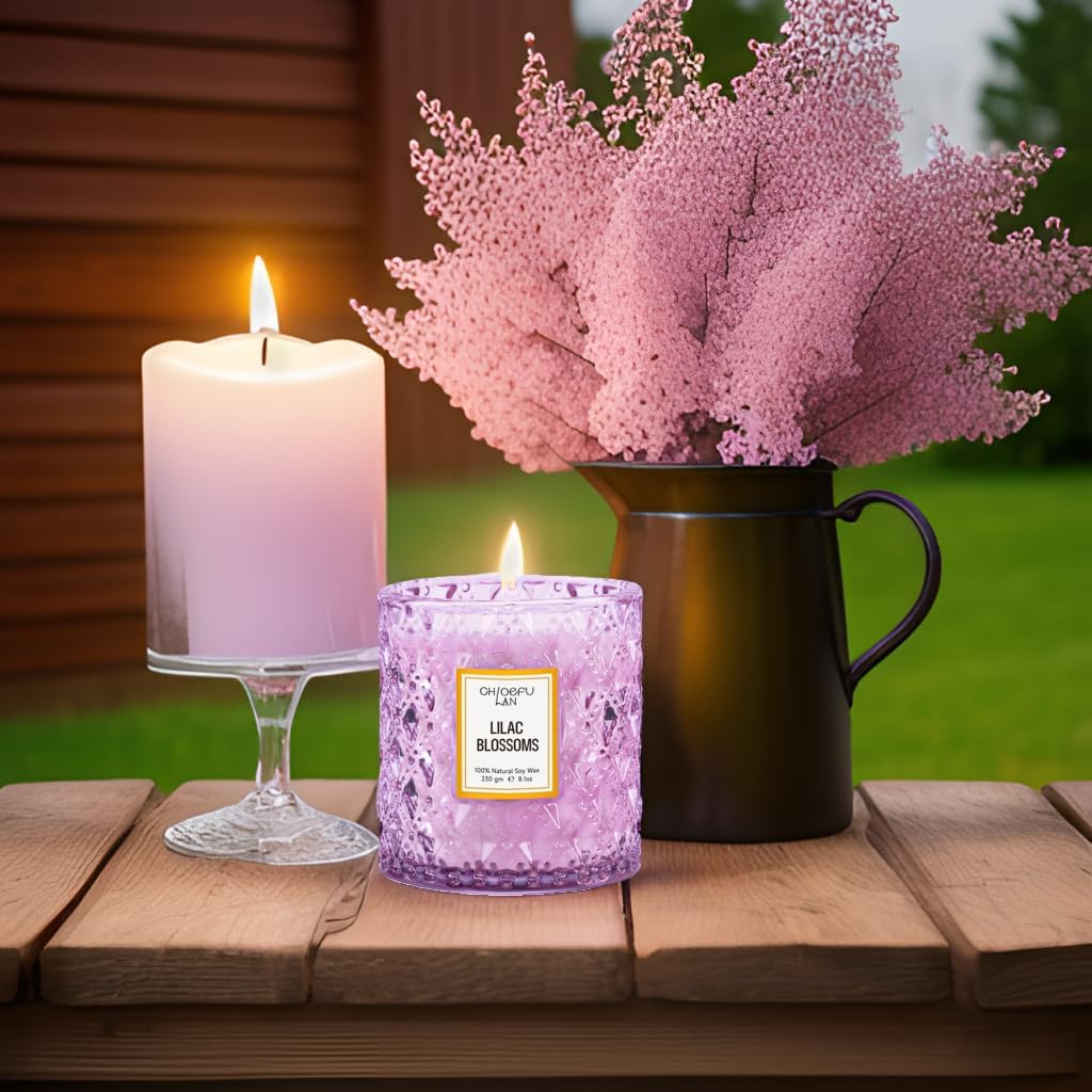 Chloefu LAN Lilac Blossoms Scented Candle, Highly Floral Fragranced Candle, Natural Soy Wax Candle Gift, Candles Gifts for Women, 55 Hours Long Burning, Home Decorative, 8.1 oz - Image 5