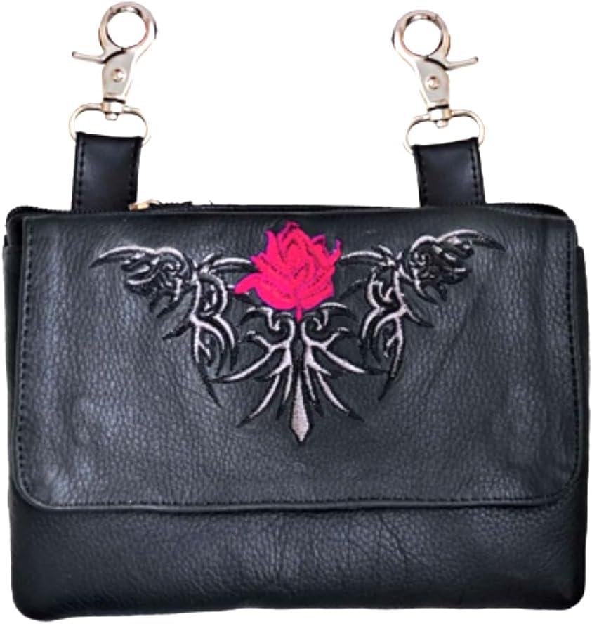 Hip Purse For Women Leather Clipon Purse for Biker Fanny Pack Waist Pack Motorcycle Leg Bag Leather Belt Pouch Crossbody Belt