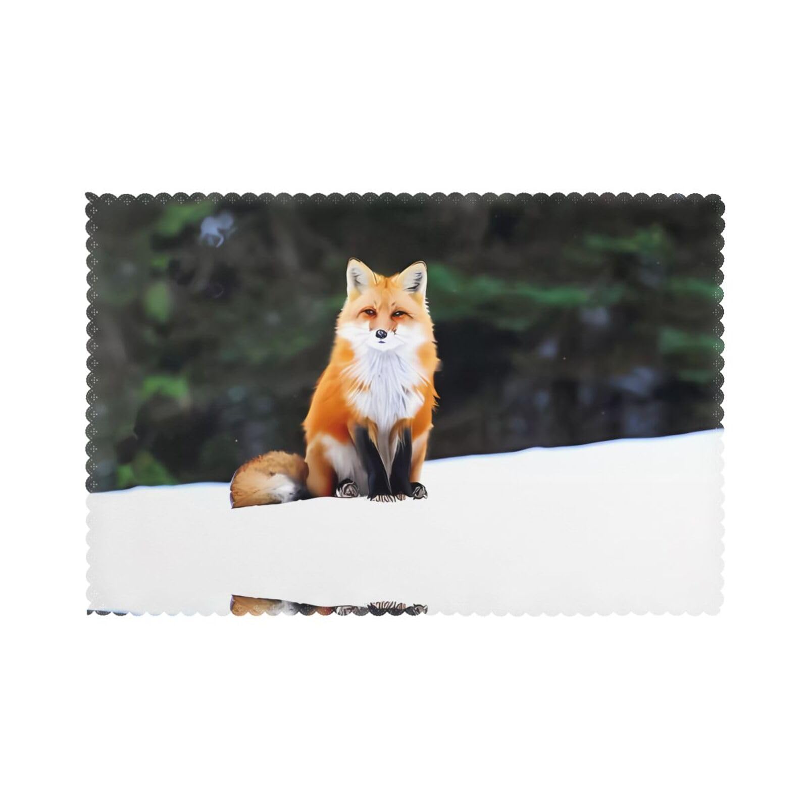 WHJSHOP Funny Fox Prints Placemats Set of 6 12x18in - Heat Resistant Table Layers for Homes, Hotels & Stylish Dining