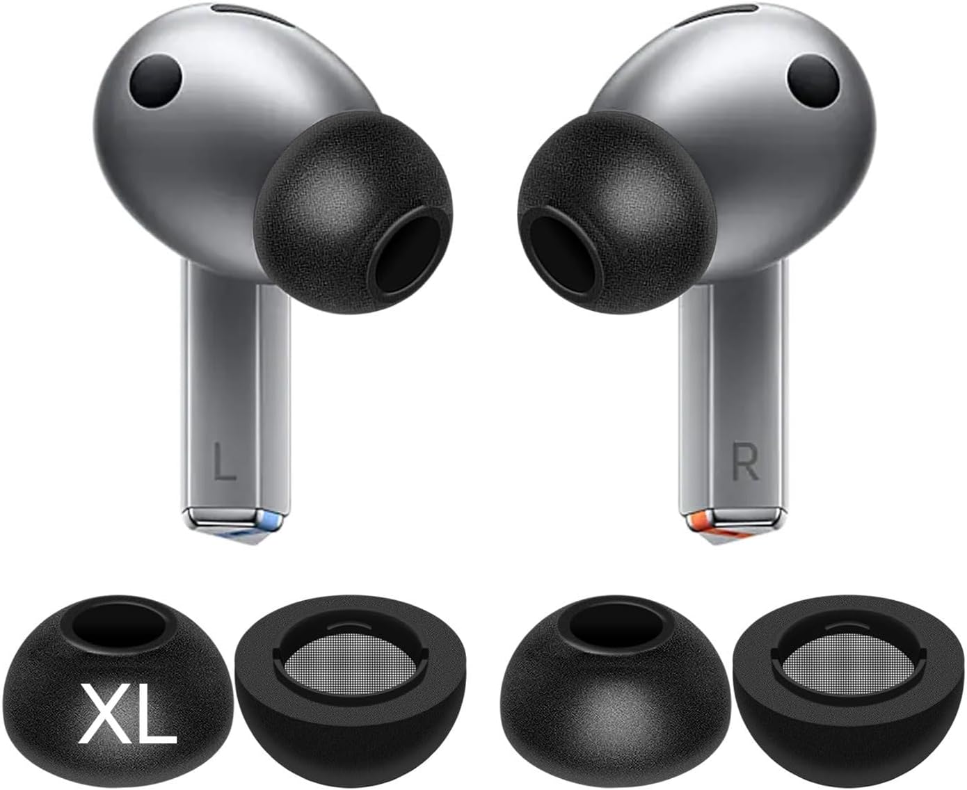 Galaxy Buds 3 Pro Memory Foam Tips Earbud, 2 Pairs Replacement Comfortable No Silicone Pain Noise Isolation Earbuds Compatible with Samsung Galaxy Buds 3 Pro/Galaxy Buds 4 Pro - Black XL