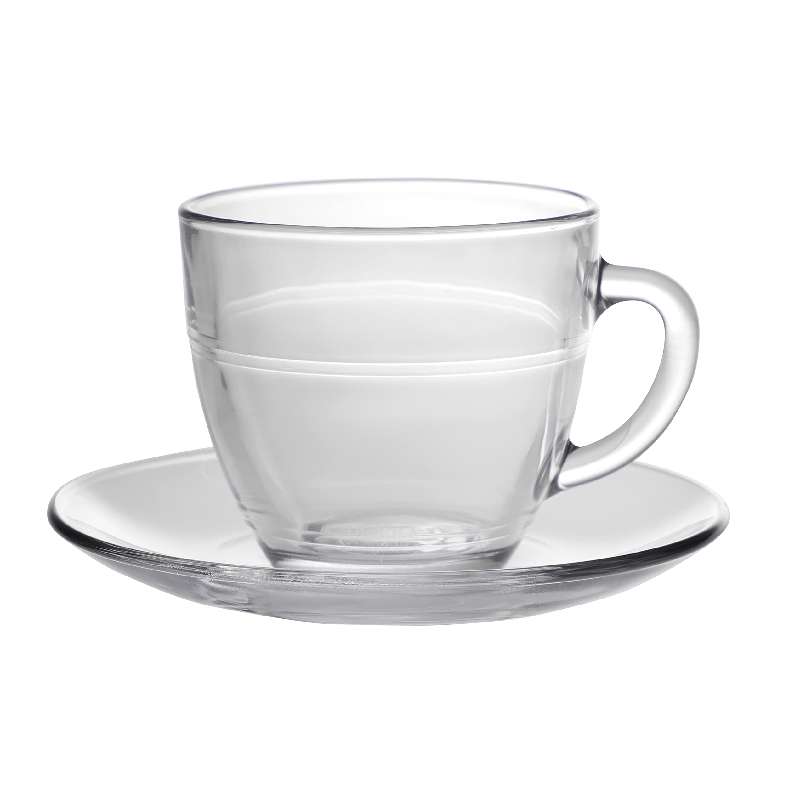 Duralex Gignogne 12 Pieces Set 220 ML - 6 Cups & 6 Saucers (9007AS/12), Transparent, Medium 1