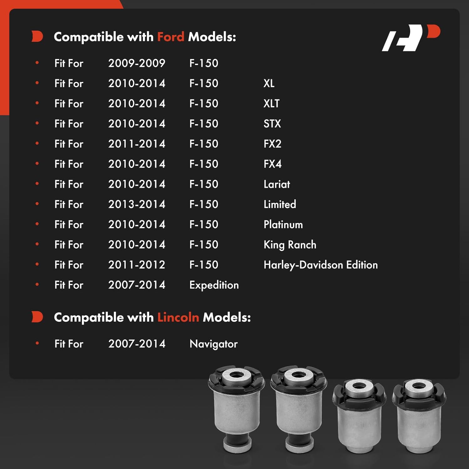 A-Premium 4 x Front Lower Control Arm Bushing Kit Compatible with Ford F-150 2009-2014, Expedition 2007-2014 & Lincoln Navigator 2007-2014