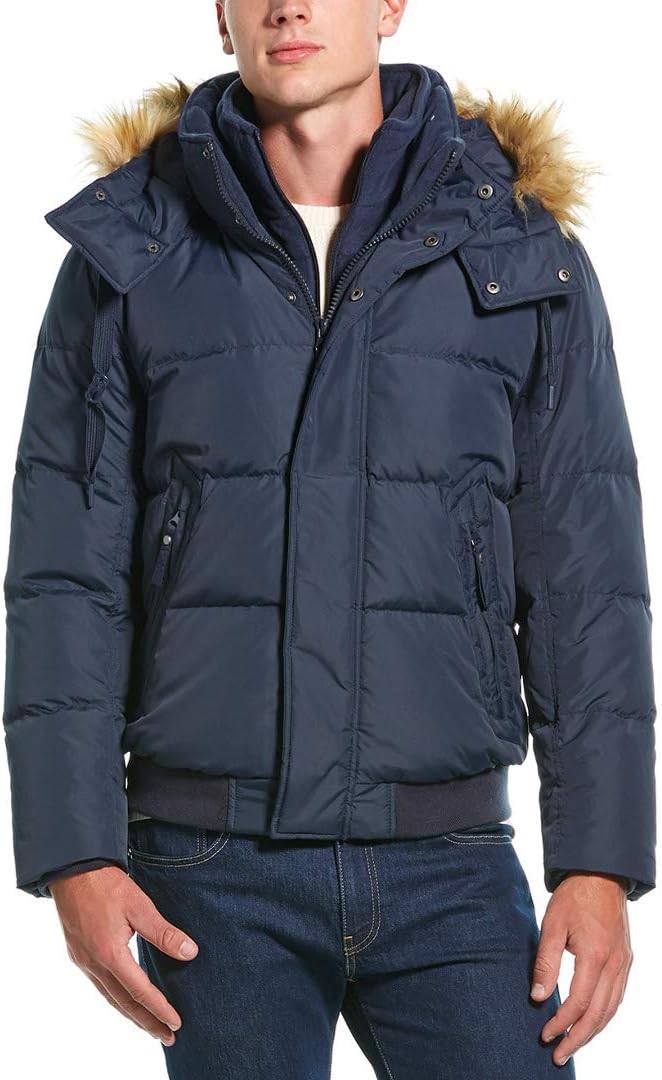 Marc New York by Andrew Marc Men's Clermont Bomber Parka Jacket with Removable Faux Fur Hood
