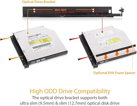 ICY DOCK 2 Bay 2.5 SAS/SATA SSD/HDD & (Ultra) Slim Optical Disk Drive CD DVD ROM Backplane Enclosure for 5.25 Bay | ToughArmor MB602SPO-B
