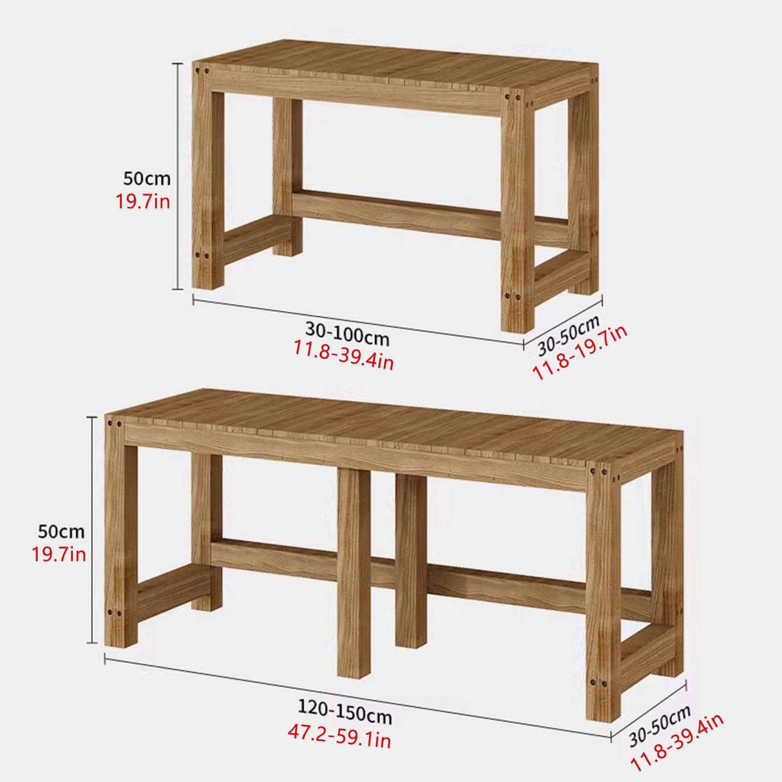 Brązowy stojak do akwarium z litego drewna, wysokość 50 cm, wytrzymały cokół akwariowy, wielofunkcyjny regał do umieszczenia roślin pokojowych (90 x 50 cm)