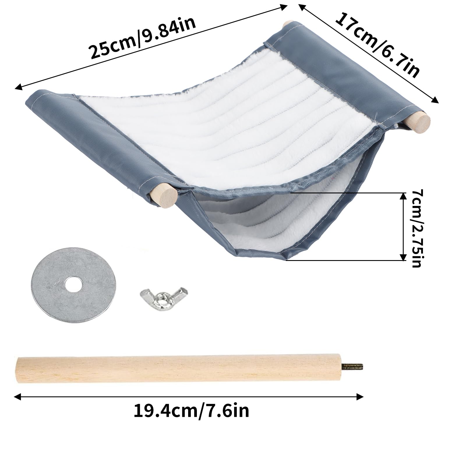 Hamac pour oiseaux - Nid d'oiseau - Grottes - Cage à oiseaux - Accessoires - Jouet - Nid d'oiseau - Lit superposé - Hamac suspendu pour perruches, calopsittes, pinsons, hamsters, gerbille (gris)