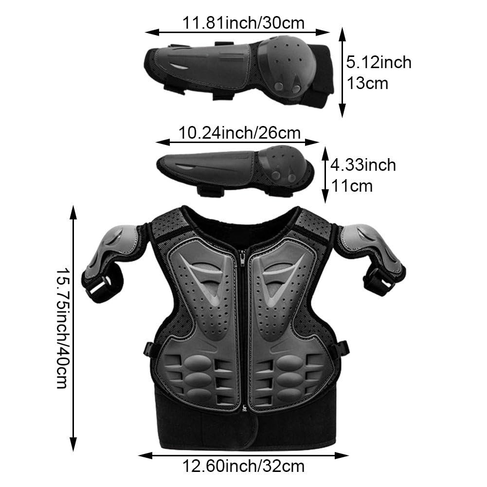 Dianzan Gilet Motocross per Bambini, con Ginocchiere E Gomitiere, Protezione per Il Torace, per Bambini dai 6 13 Anni