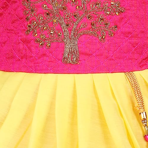 Image of Wish Karo Baby Girls Knee Length Satin Embroidered Party Dress-(fe2913nw)