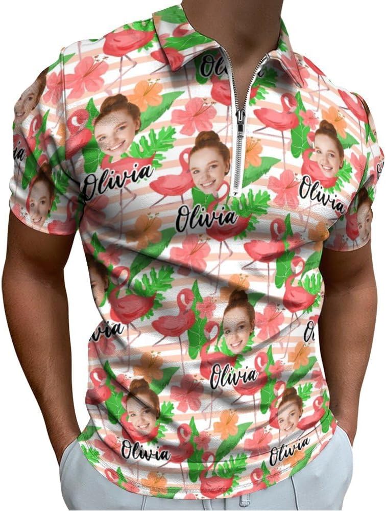 Custom Men's Muscle Golf Polo Shirts Design Your Own Personalized Polo Shirts for Men with Face