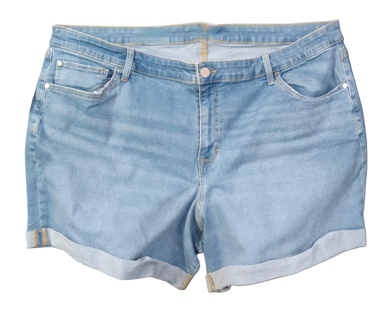 happening Plus Size Women Stretch Denim Regular Fit Shorts with Folded Bottom- MID Rise - Faded Light Blue Color- Waist Size (4XL) 40 to (9XL) 50 inches-picture-11
