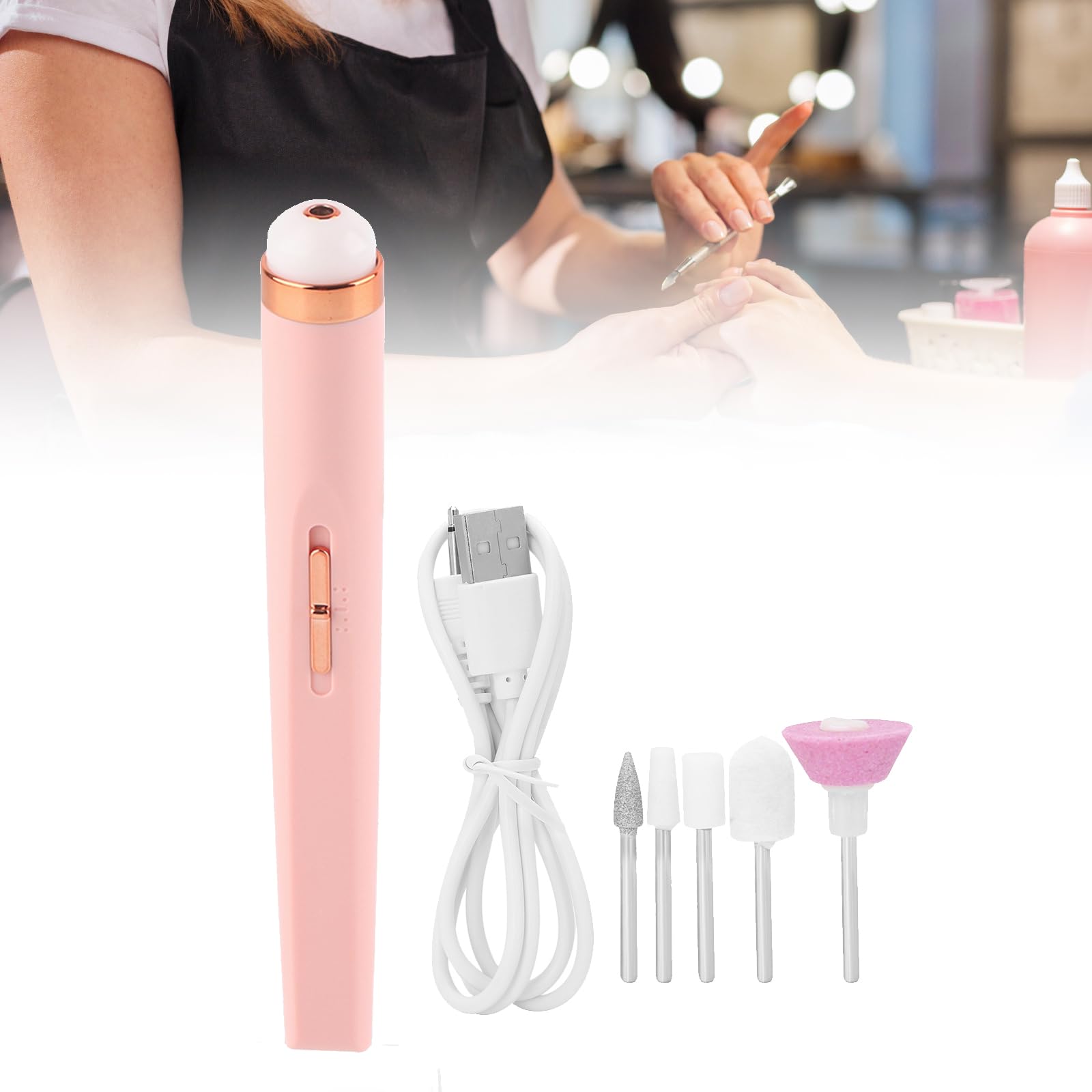 Light Weight Nail Drill, Drill for Nails, Rechargeable Forward and Reverse Rotation Integrated Design With 5 Drill Bits, 2 Speeds For DIY, Nail Salon, Makeup Studio (spray paint)